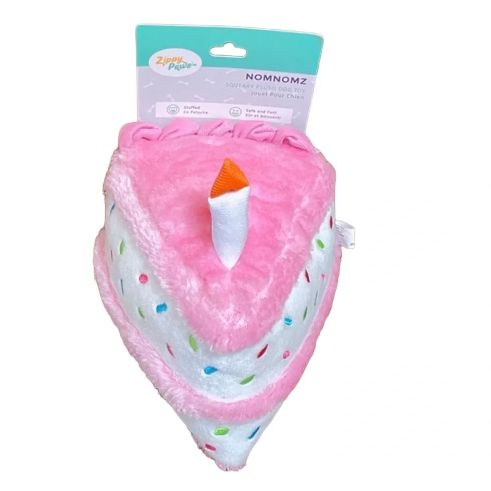 Zippy Paws Plush Birthday Cake Slice Dog Toy NEW!
